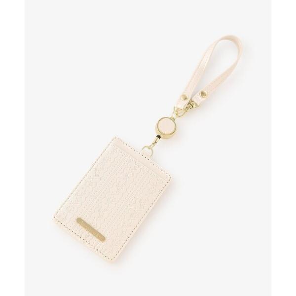 文房具 型押しレースコードリール付きパスケース