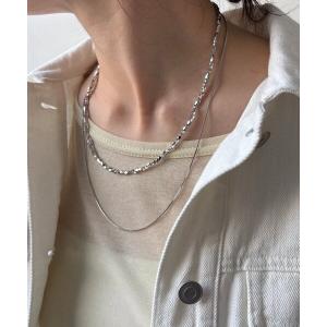 メタルビーズレイヤードネックレス