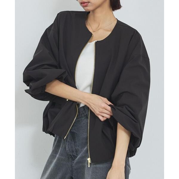 ブルゾン アウター 「撥水加工」ノーカラーショートブルゾン/春服/ライトアウター/長袖/きれいめ レ...