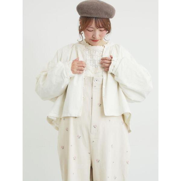 ジャケット ノーカラージャケット ショートギャザージャケット レディース