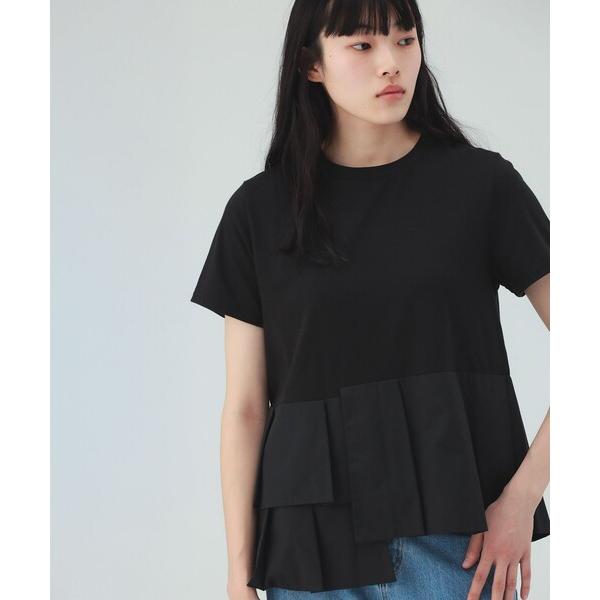 tシャツ 半袖 「1枚で主役級」アシンメトリー 異素材 プルオーバー レディース