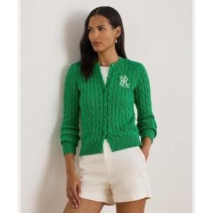 カーディガン ケーブルニット コットン カーディガン レディース