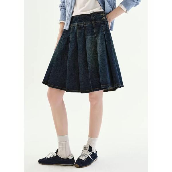 デニムスカート インディゴ プリーツデザイン デニムスカート FC26B035「Fano Studi...