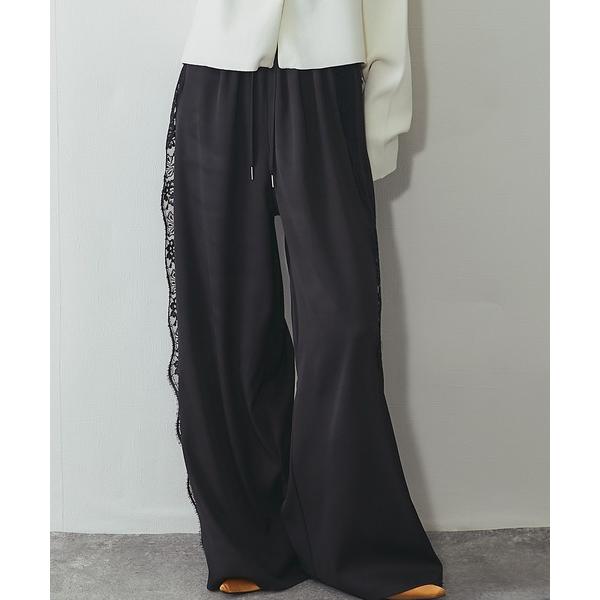 ワイドパンツ パンツ サイドレースイージーパンツ レディース
