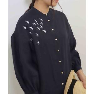 「haupia」 長袖ブラウス MEDIUM ネイビー レディース