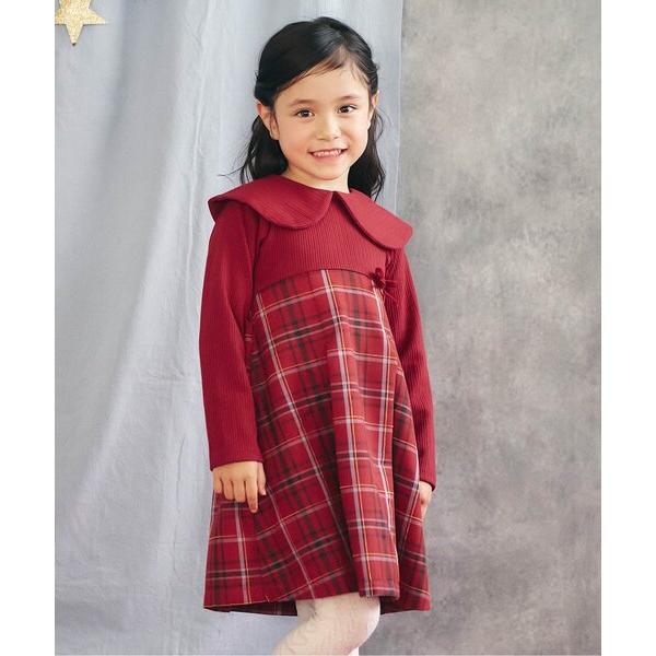 「apres les cours」 「KIDS」ニットワンピース 80 レッド キッズ