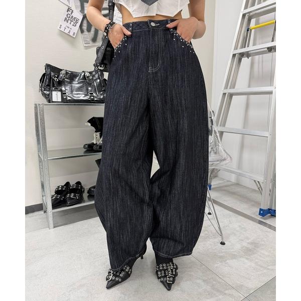 ジーンズ デニム デニムパンツ スタッズスラブカーブデニム レディース メンズ