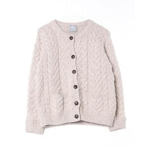 「aran WOOLLEN MILLS」 ニットカーディガン SMALL グレイッシュベージュ レディース