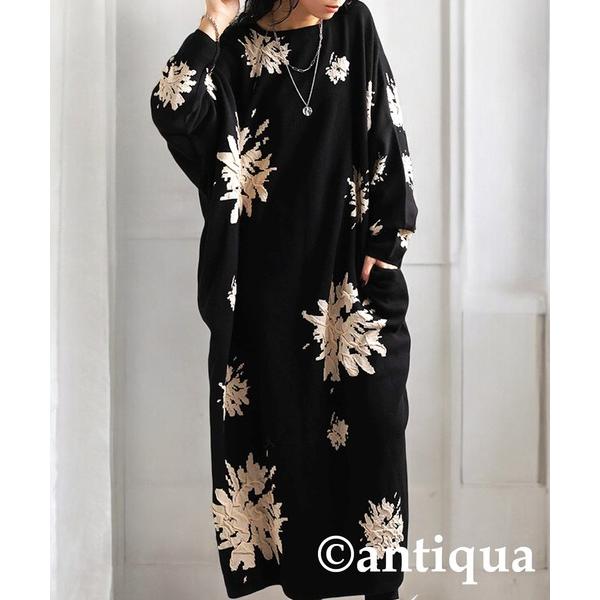 「antiqua」 ニットワンピース R ブラック レディース