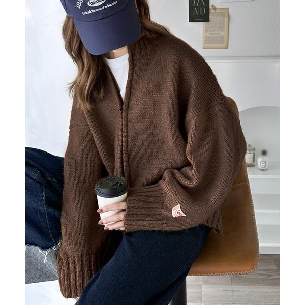 「Java」 ニットカーディガン MEDIUM ブラウン レディース