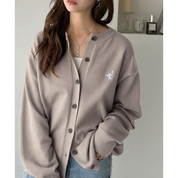 「Java」 ニットカーディガン X-LARGE グレイッシュベージュ レディース