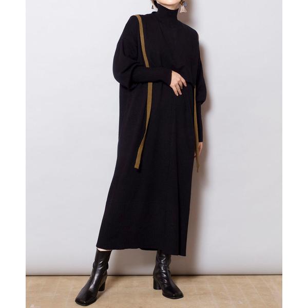 「OSMOSIS」 ニットワンピース ONE SIZE ブラック レディース