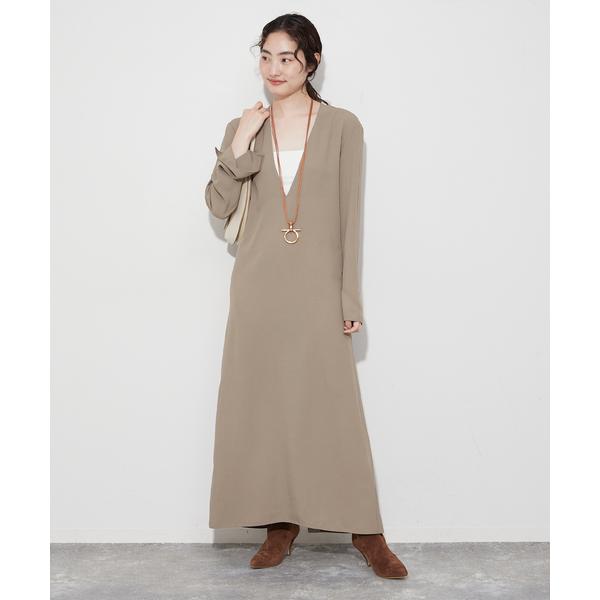 「Plage」 長袖ワンピース 38 ベージュ レディース