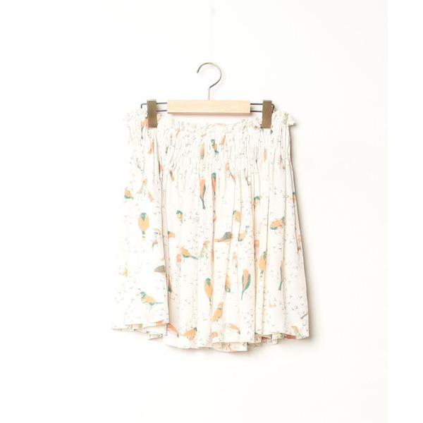 「SEE BY CHLOE」 花柄フレアスカート 38 ベージュ レディース