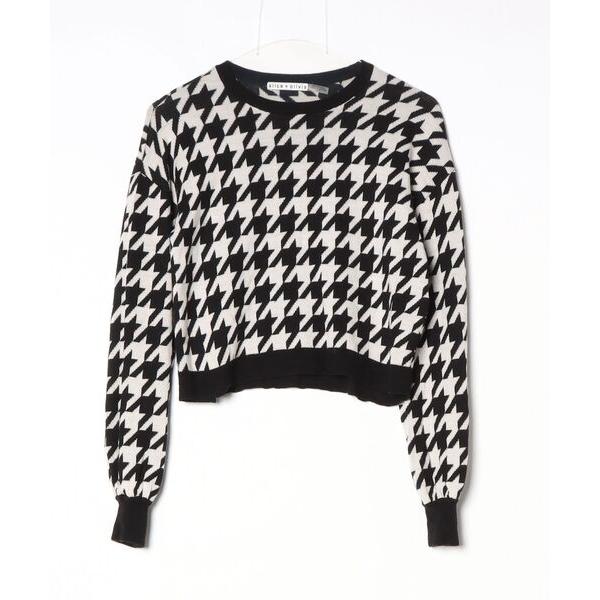 「Alice+Olivia」 花柄長袖ニット X-SMALL ブラック レディース