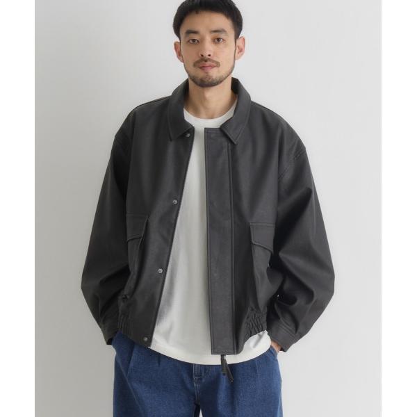 ブルゾン アウター 「BACK NUMBER」フェイクレザーフライトジャケット (ヴィンテージ加工 ...