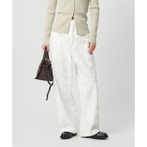 パンツ コットン エンブロイダリー パンツ レディース