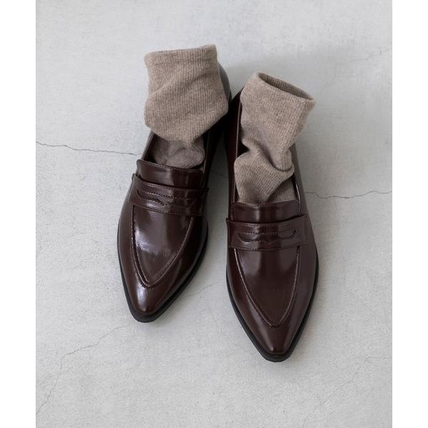 ローファー ポインテッドトゥ 2cmヒール ベーシック コインローファー レディース