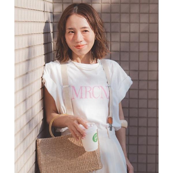 tシャツ 「Americana/アメリカーナ」 別注 AMRCNA ラウンドヘム ロゴプリントTシャ...