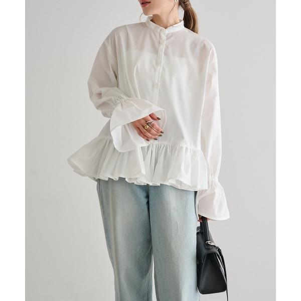 ブラウス シャツ 裾フリルキャンディースリーブブラウス レディース