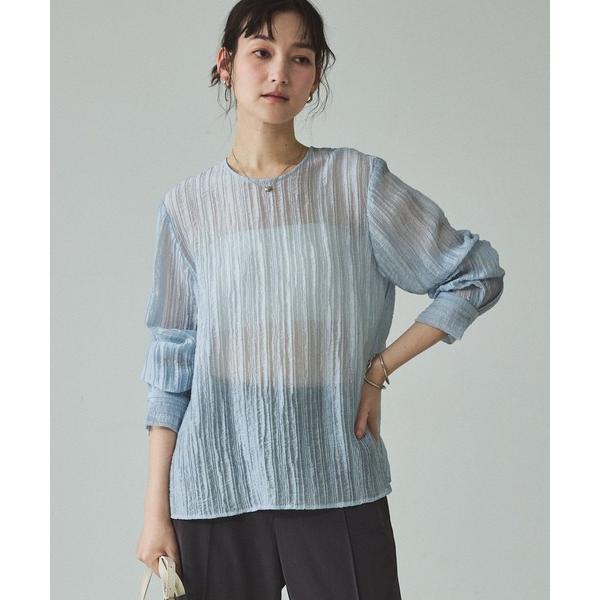 ブラウス シャツ シアークレープブラウス/春服/夏服/オフィスカジュアル/シアーシャツ レディース