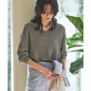 ニット セーター ミックスカラードライコットンニット/春服/夏服/オフィスカジュアル レディース