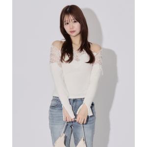 ブラウス シャツ Off-the-shoulder Layered Lace Tops / オフショルダーレイヤードレーストップス レディース