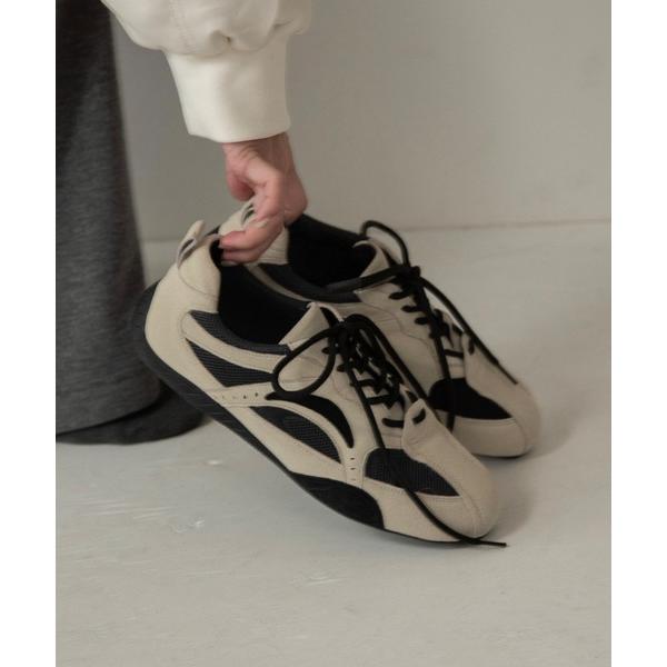 スニーカー mesh different material flat sneaker / メッシュデ...