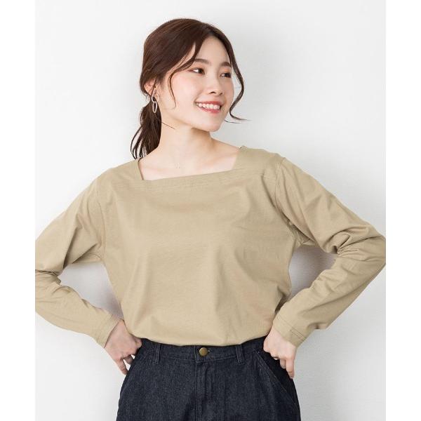 tシャツ M-5L コットンスクエアネック無地カットソー レディース