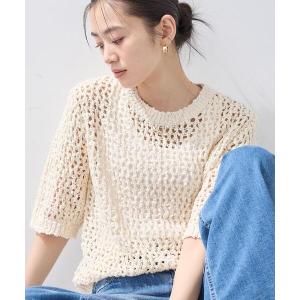 fur fur/サマーニット/レモンイエロー/切り替え/Vネック/半袖 クーポン対象 NEWYORKER Vネック ニット サマーセーター 長袖 レモン