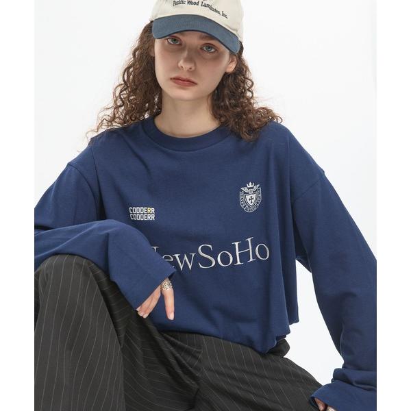 tシャツ 「CODDERR」ゲームロゴ刺繍 ドローコード オーバーサイズ ロンT メンズ レディース