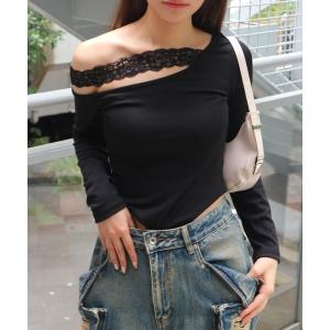 ブラウス シャツ Cutout Lace Tops / カットアウトレーストップス レディース