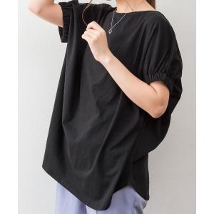 tシャツ M-5L 前後2way ギャザースリーブTシャツ レディース