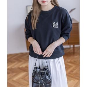 トレーナー スウェット ビジューロゴ付きスウェット「カジュアル 着回し抜群 大人」 レディース