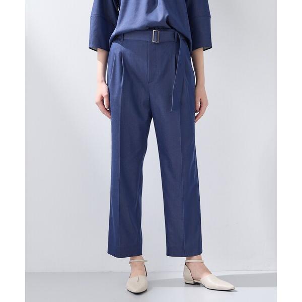 パンツ 入学式 「洗える／UVケア／SETUP可能」デニムライクテーパードパンツ レディース