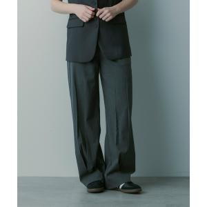 スラックス パンツ プリーツワイドスラックス レディース