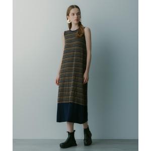 ニット セーター マルチボーダーニットワンピース レディース