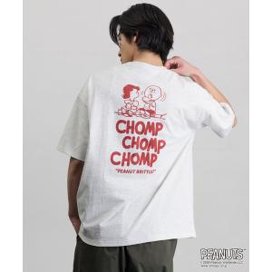 tシャツ 限定展開 PEANUTS/ピーナッツ 別注 ビッグシルエット バックプリント クルーネックTシャツ/CHOMP メンズ レディース