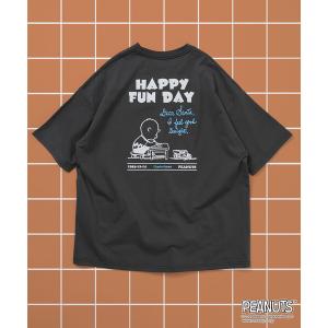 tシャツ 限定展開 PEANUTS/ピーナッツ 別注 ビッグシルエット バックプリント クルーネックTシャツ/HAPPY FUN DAY メンズ