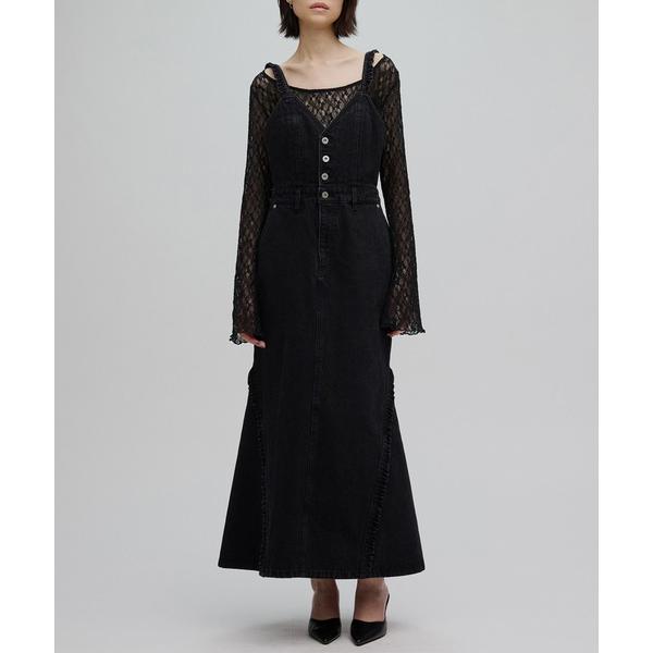 デニムスカート SMALL FRILL SUSPENDER DENIM SKIRT