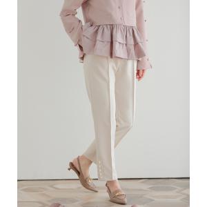 パンツ 裾パールテーパードパンツ レディース