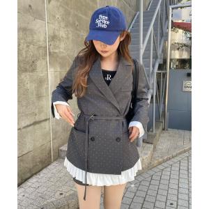 ジャケット テーラードジャケット 「セットアップで着られる」フリルベルト付ジャケット レディース