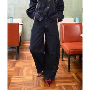 ジーンズ デニム デニムパンツ 「セットアップで着られる」バレルデザインデニムパンツ レディース