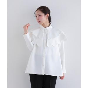 ブラウス シャツ ダブルスカラップケープトップス レディース