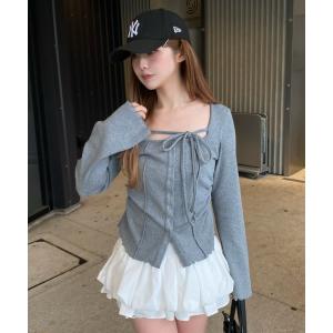 tシャツ 「マルチウェイ」釦開き袖フレアクロス紐ロンT / カーディガン レディース