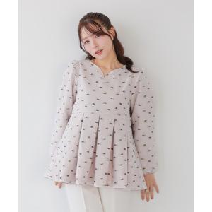 Fit more（フィットモア） シアージャガード花柄パイピングトップス