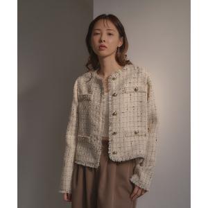 ジャケット ノーカラージャケット 「INGNI　SOELA」ツイードジャケット／WEB限定 レディース