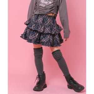 スカート 「インナーパンツ付き」ティアードフリルチェックスカート キッズ 子供服 女の子
