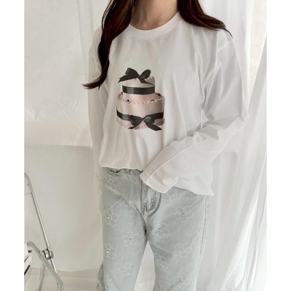 tシャツ リボンケーキリボンロンT／長袖Tシャツ レディース