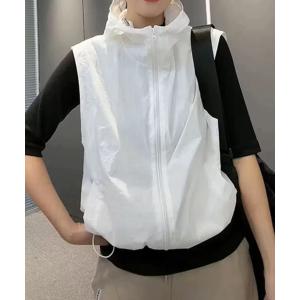 ベスト ジレ フーディナイロンジップアップベスト レディース